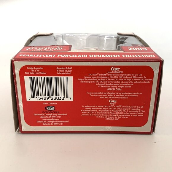 2003 Coca-Cola Holiday Pearlescent Porcelain Ornament Polar Bear 4" Vintage - Picture 14 of 14